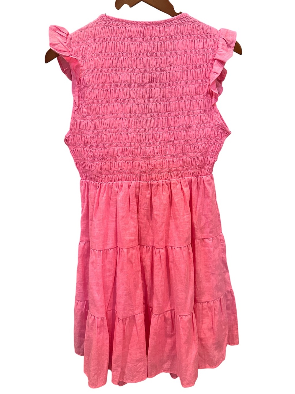 Altar'd State Pink smocked ruffled Mini Dress. Girly coquette Medium - Picture 2 of 7